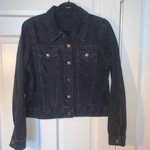 Women's Topshop Black Distressed Denim Jacket